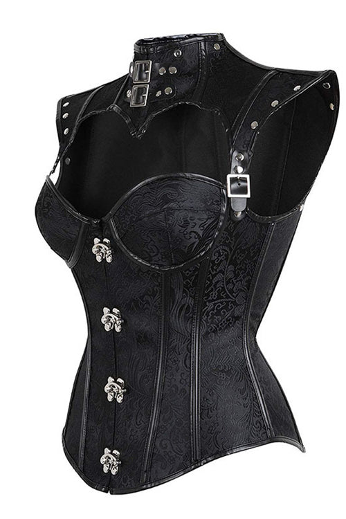 Gothic Black Prints Lace-Up Bustier Corset Top
