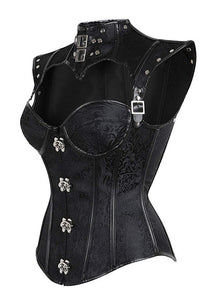 Gothic Black Prints Lace-Up Bustier Corset Top