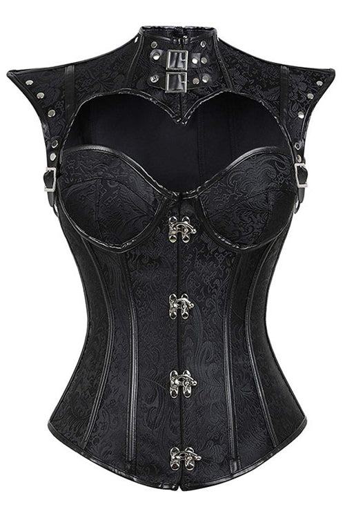 Gothic Black Prints Lace-Up Bustier Corset Top