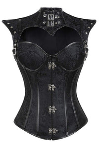 Gothic Black Prints Lace-Up Bustier Corset Top