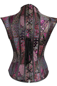 Gothic Purple Prints Lace-Up Bustier Corset Top