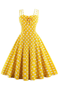 Yellow Straps Dot A-line Vintage Dress