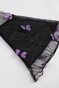 Halloween Violet Bell Sleeves Butterfly A-line Vintage Dress