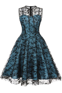 Sea Glass Embroidery Sleeveless A-line Vintage Dress