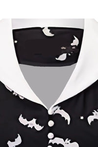 Black Halloween Bat Prints A-line Vintage Dress