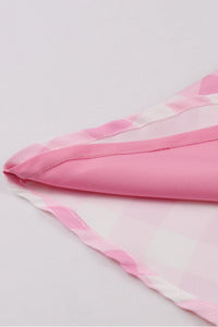 Pink Halter Plaid A-line Vintage Dress with Bow