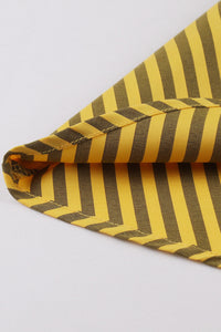 Herbene Yellow Stripes A-line Lapel Vintage Dress
