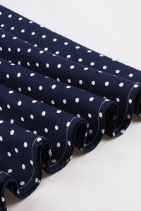 Navy Blue Dot A-line Vintage Dress with Bow