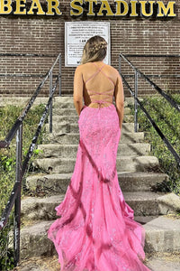 Royal Blue Lace Mermaid Long Formal Dress with Slit