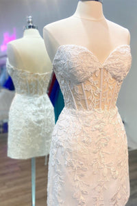 Periwinkle Blue Appliques Sweetheart Lace-Up Mini Party Dress