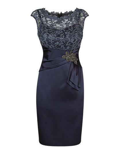 Dark Navy Short Tight Mother of Bride Dress