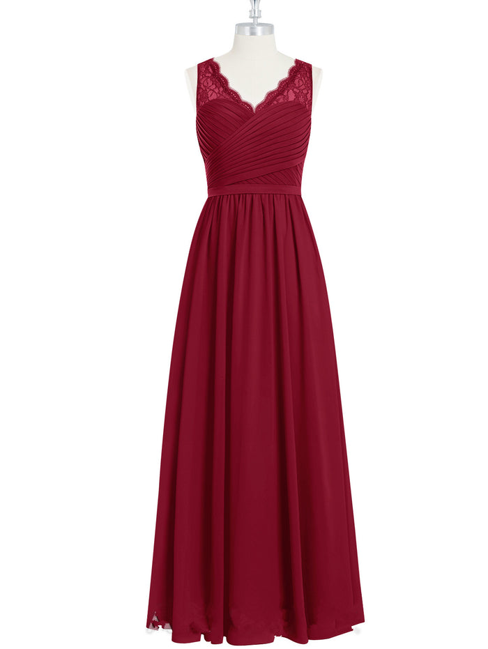 Burgundy Long Chiffon Bridesmaid Dress Party Dress