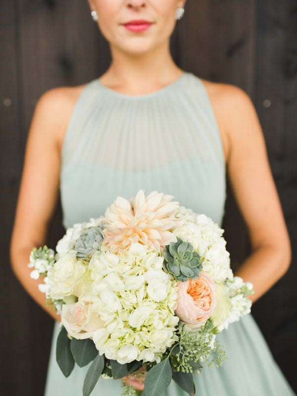 Gorgeous A-line Sage Long Chiffon Bridesmaid Dress