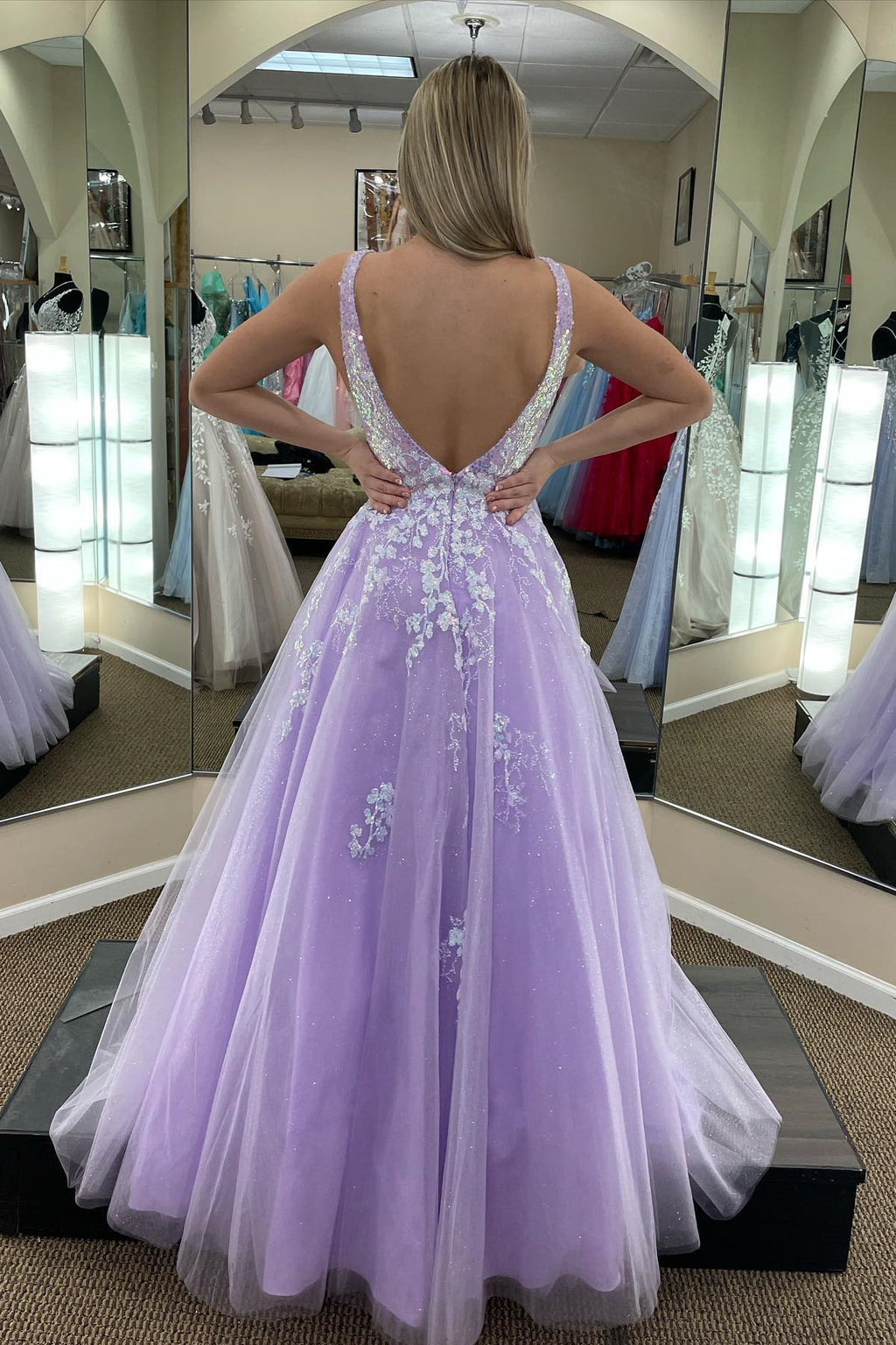 Lilac Applique Strapless A-Line Long Prom Dress – Dreamdressy