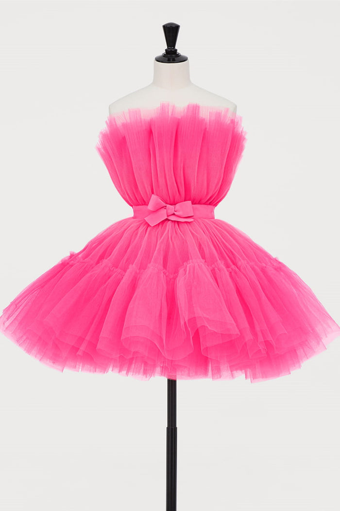 Hot Pink A-line Short Tulle Party Dress