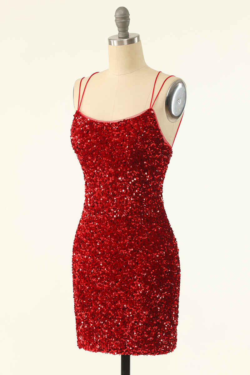 Red sequin on sale dress short