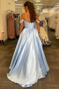 Black Beaded Off-the-Shoulder Empire Waist A-Line Prom Dress