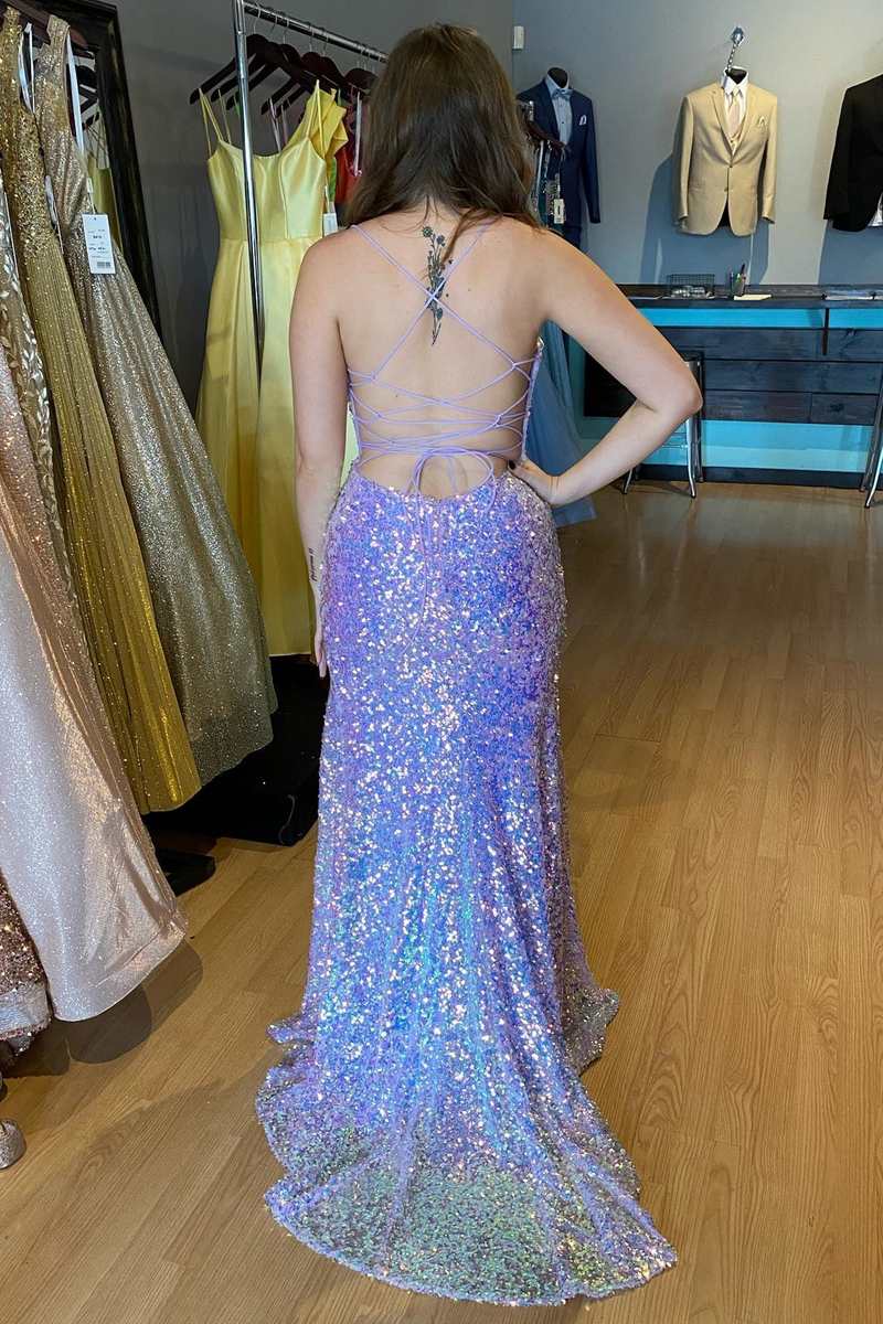 Purple iridescent clearance prom dress