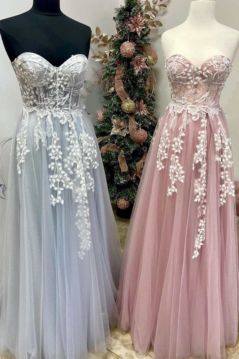 Floral Lace A-Line Prom Dress