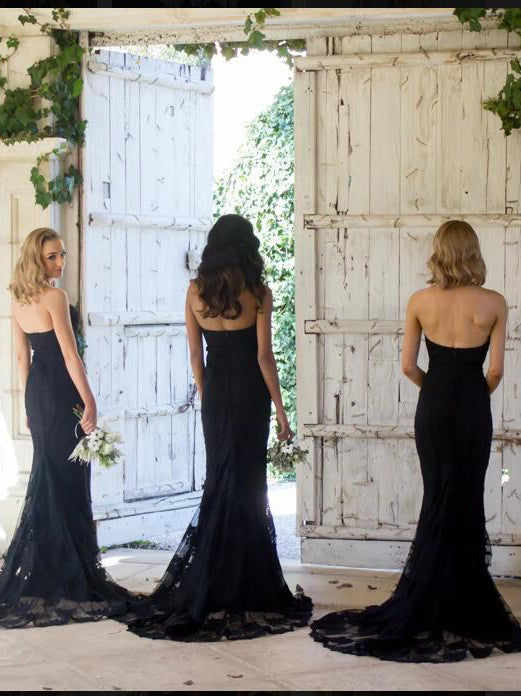 Black Strapless Bridesmaid Dress