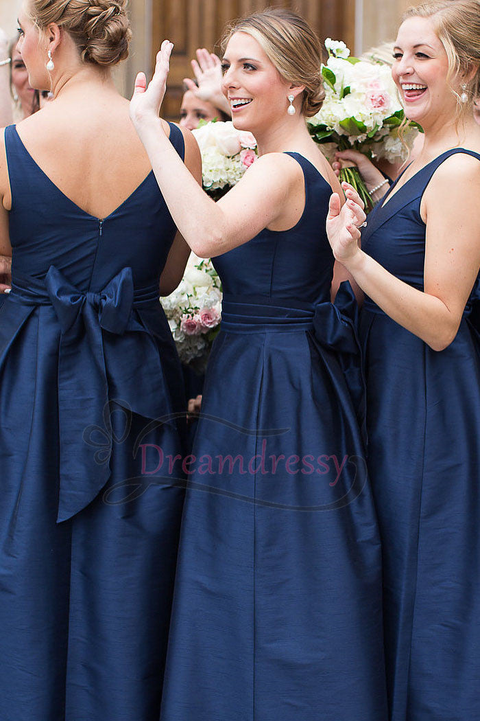 Navy v neck bridesmaid dress best sale