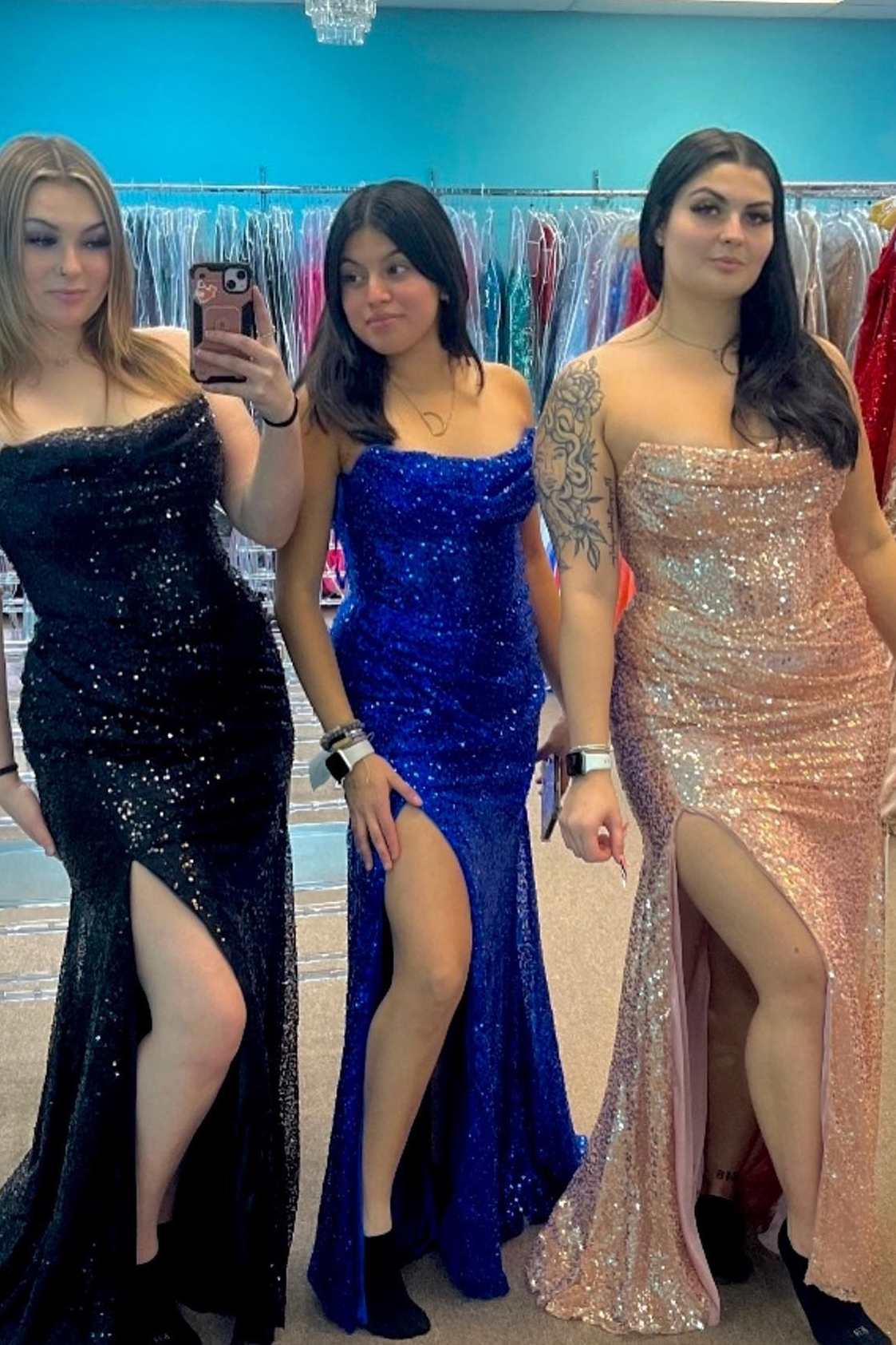Sequins Strapless Mermaid Long Dress with Slit