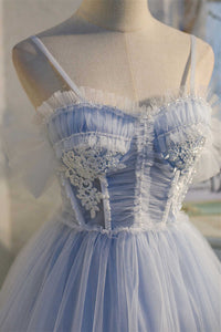 Sky Blue Sweetheart Bow-Back Short Homecoming Dress