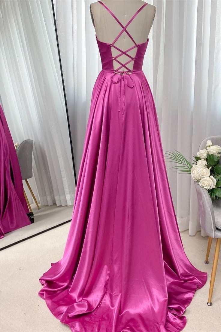 Barbie Pink Cowl Neck Lace Up A Line Prom Dress