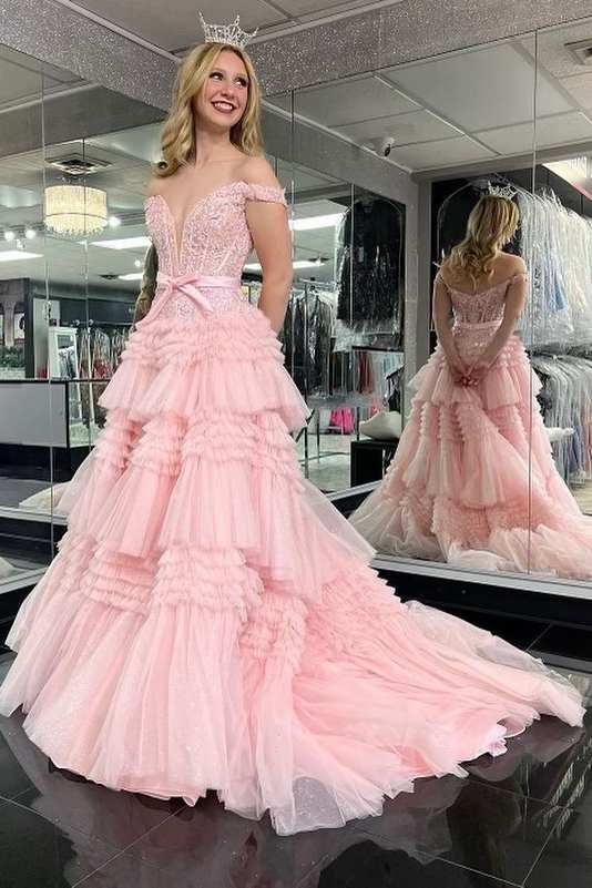 Pink Poofy Prom Dress