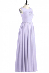 Lavender Chiffon Sweetheart Cutout Back A-Line Long Bridesmaid Dress