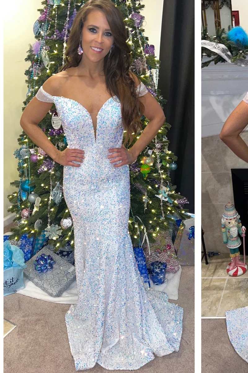 Bling Bling Sequin Off The Shoulder Prom Dress Bling Bling Sequin Off The Shoulder Prom Dress