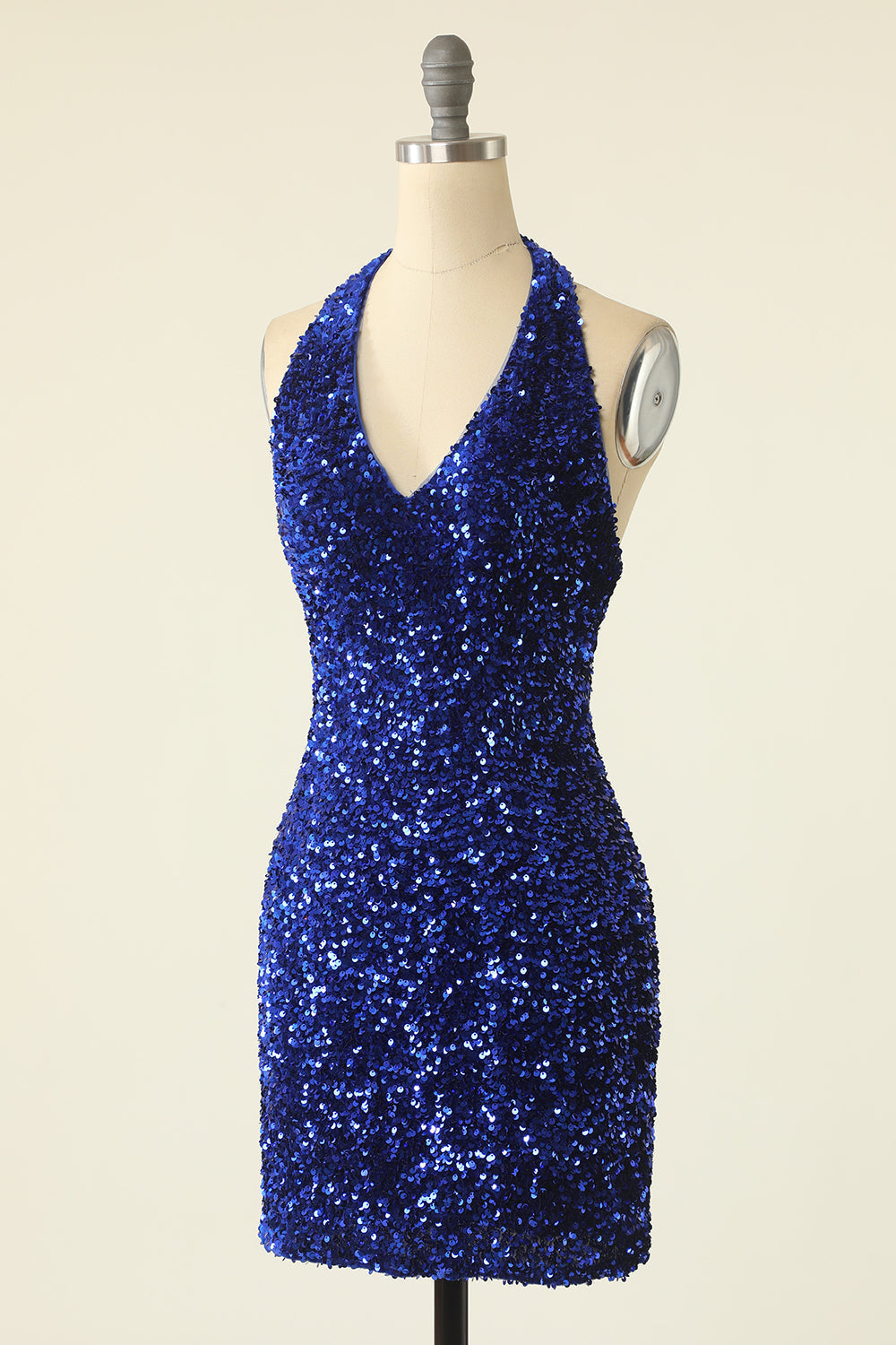 Halter Cobalt Blue Chiffon Short online Homecoming Dress