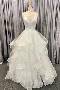 Sparkle Black V-Neck Multi-Tiered A-Line Prom Gown