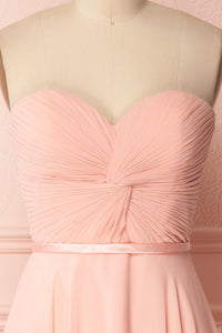 Peach Sweetheart Twist-Front Short Bridesmaid Dress