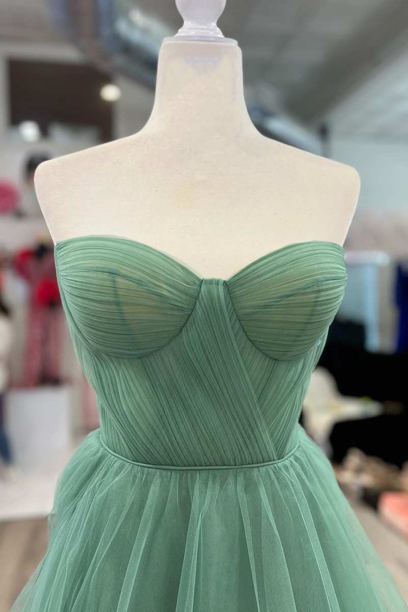 Convertible Long A-line Emerald Green Tulle Prom Dresses Convertible Long A-line Emerald Green Tulle Prom Dresses