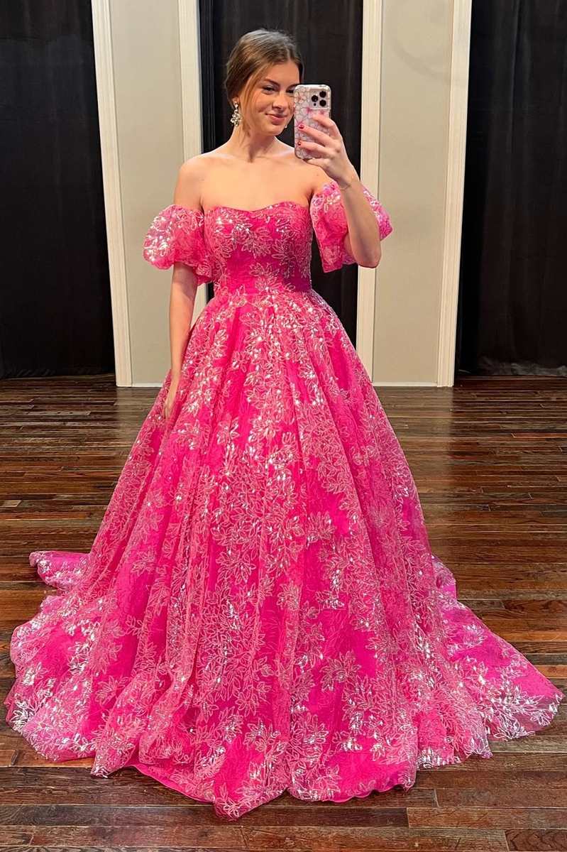 Dark pink gown with sleeves sale