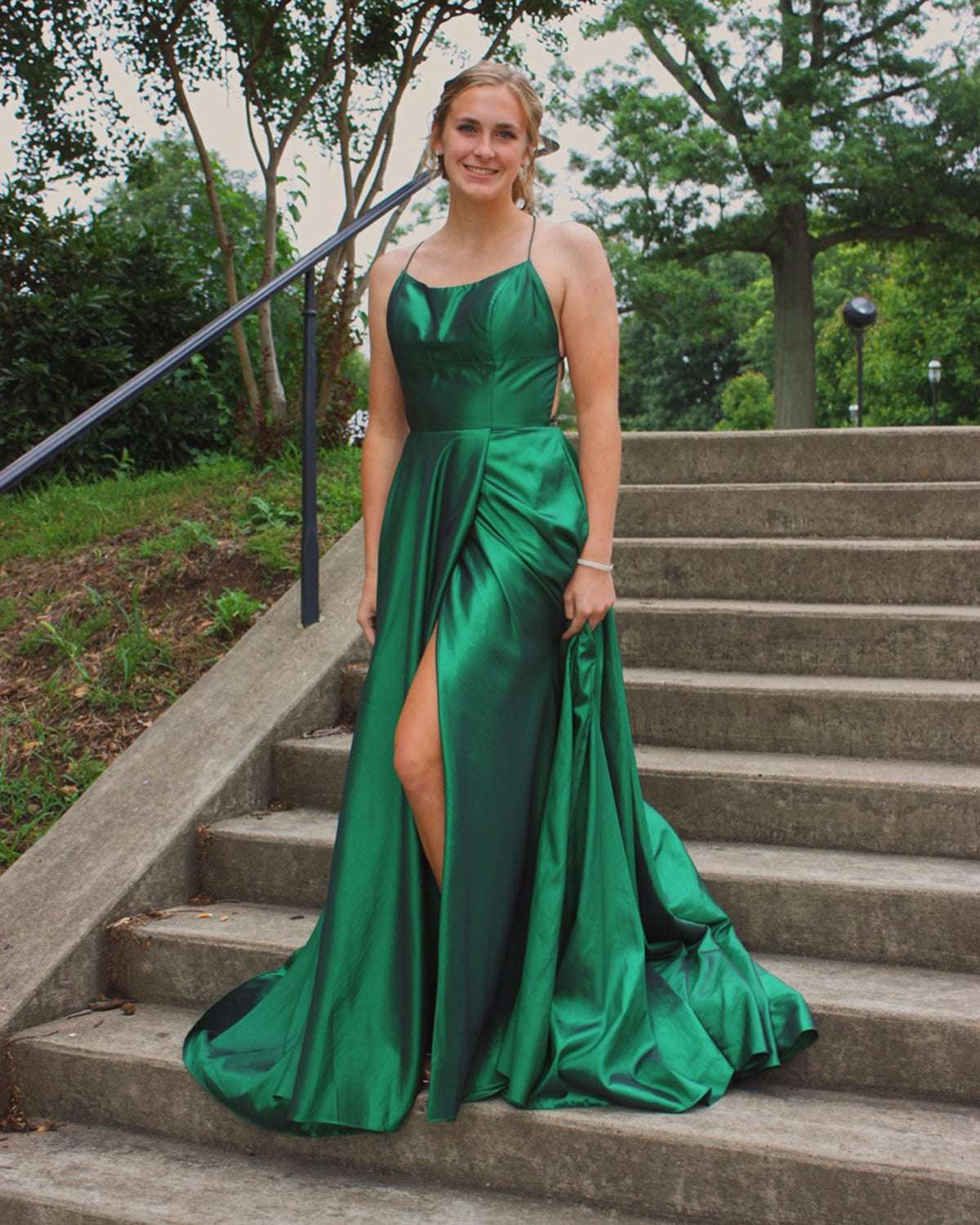Gorgeous Straps Red Long Prom Dress with Slit
