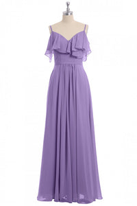 Rust Orange Straps Ruffled A-Line Bridesmaid Dress