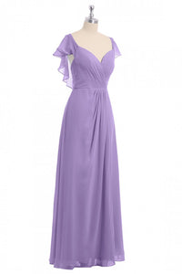 Lavender Sweetheart Ruffled A-Line Long Bridesmaid Dress