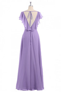 Lavender Sweetheart Ruffled A-Line Long Bridesmaid Dress