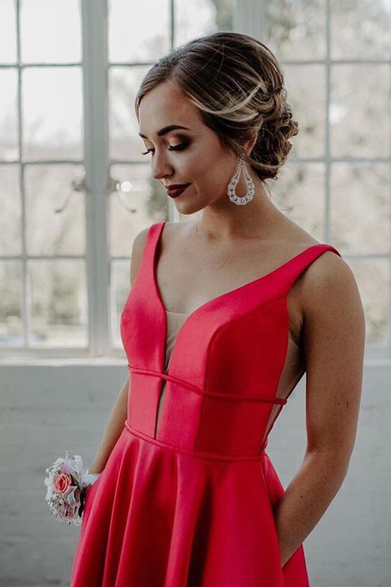 Dark Green Long Prom Dress with Pockets
