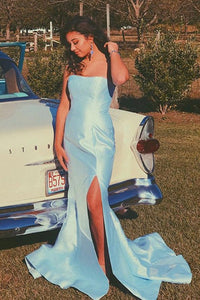 Mermaid Red Strapless Long Prom Dress with Slit