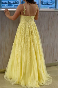 A-line Light Blue Tulle Long Prom Dress