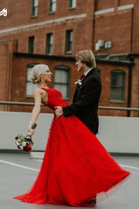 A-line Light Blue Tulle Long Prom Dress