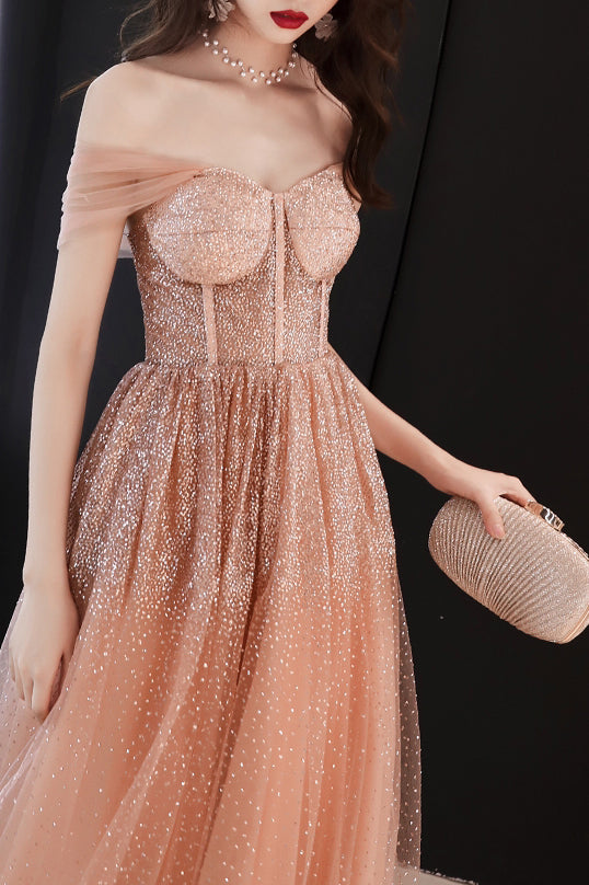 Glittery Prom Dress Peach