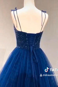 Straps Red Long Prom Dress with Beaded Bodice