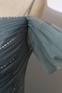 Off the Shoulder Grey Tulle Prom Dress