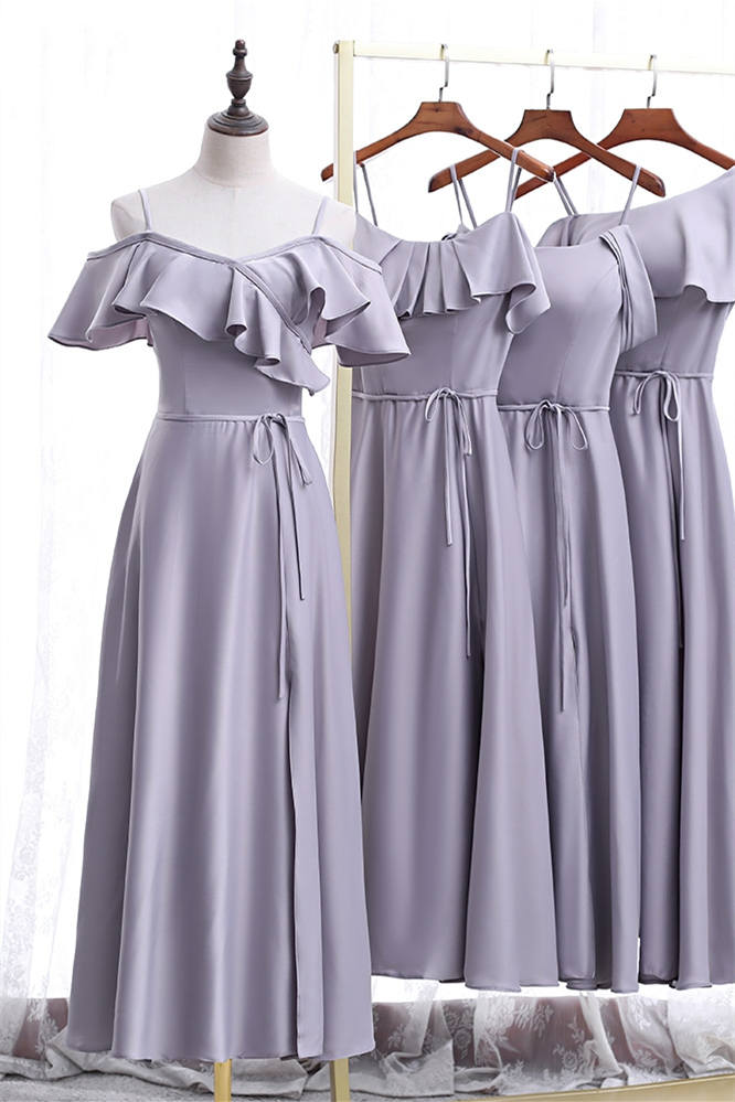 Elegant Lavender Long Mismatch Bridesmaid Dress