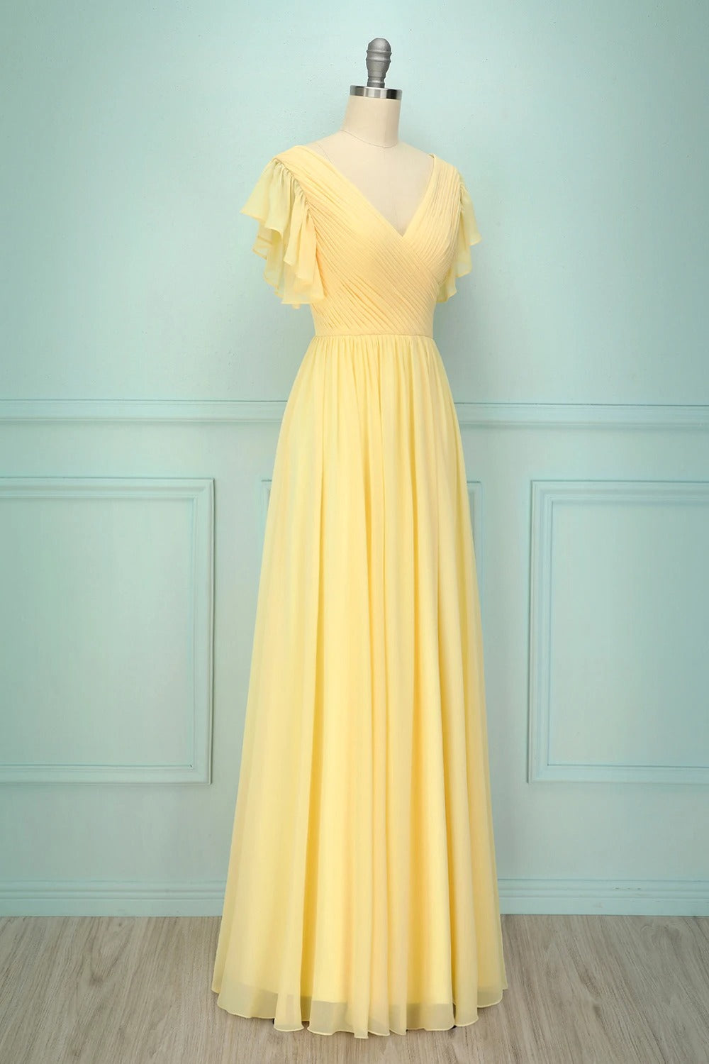 Yellow bridesmaid dresses shops long