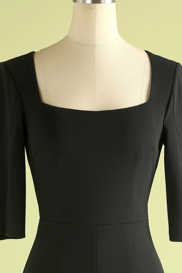 Half Sleeves Short Black Mother of the Bridal-Groom Dress